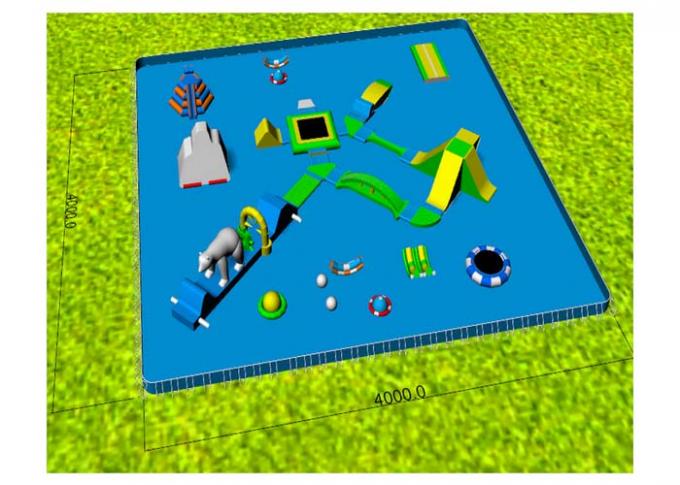 Customized Inflatable Water Island , Inflatable Water Obstacle Course With Repair Kits / Blower