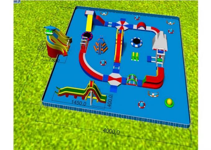 Customized Inflatable Water Island , Inflatable Water Obstacle Course With Repair Kits / Blower