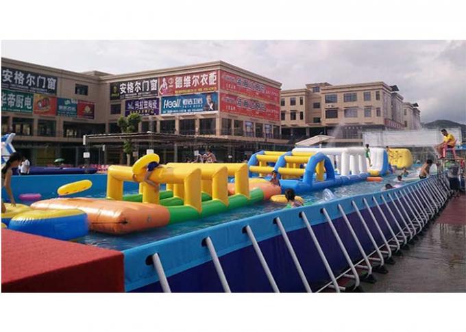Customized Inflatable Water Island , Inflatable Water Obstacle Course With Repair Kits / Blower