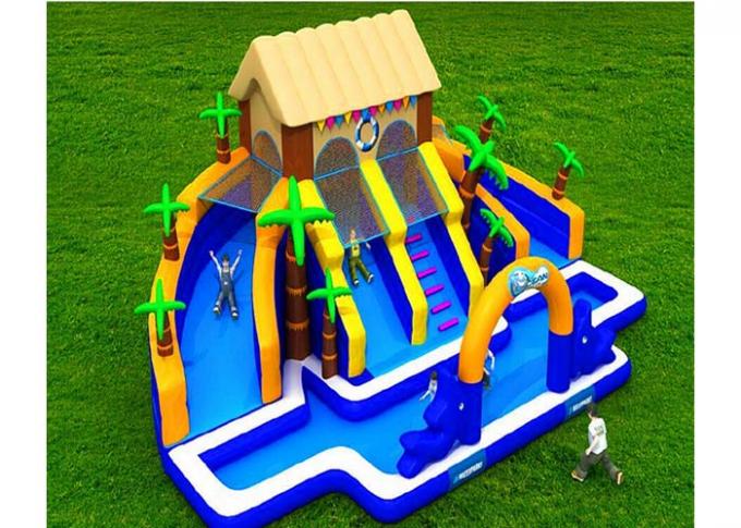 Customized Inflatable Water Island , Inflatable Water Obstacle Course With Repair Kits / Blower