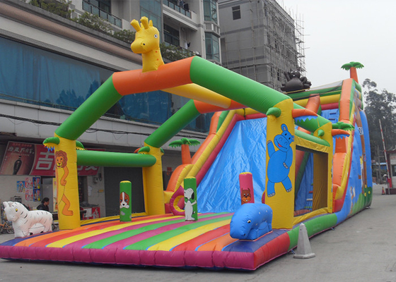 China Safari Commercial Inflatable Slide , Amusement Park Inflatable Slide For Birthday Party supplier