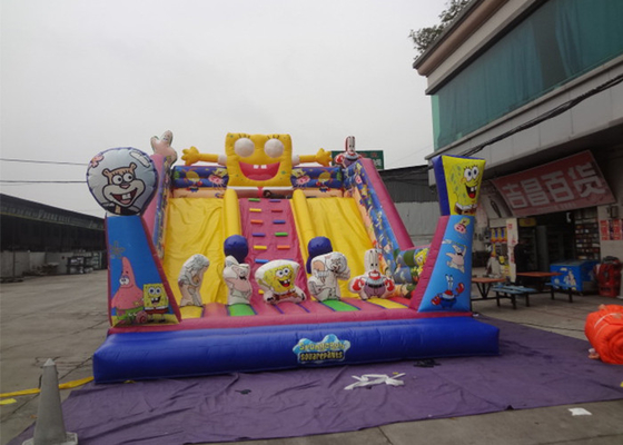 China Amusement Park Big Commercial Inflatable Slide With Spongebob Theme supplier