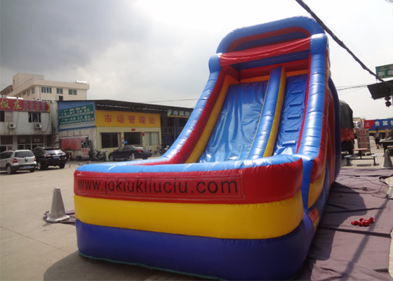 China Blue / yellow / Red Commercial Inflatable Slide With Sun / Rain Cover supplier