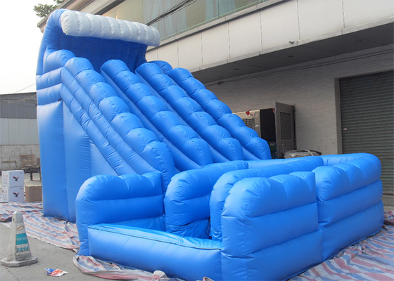 China Customized Large Commercial Inflatable Slide Blue Curvy / Blue Wave supplier