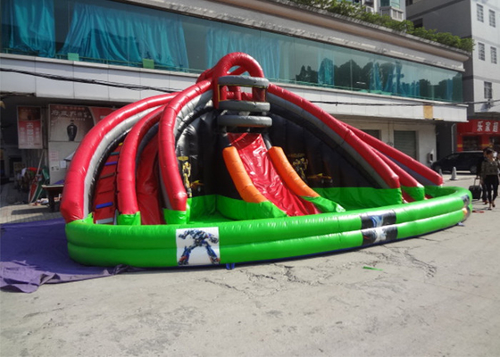 China 17 Feet Red / Green / Black Large Commercial Inflatable Slides For Kids Party supplier