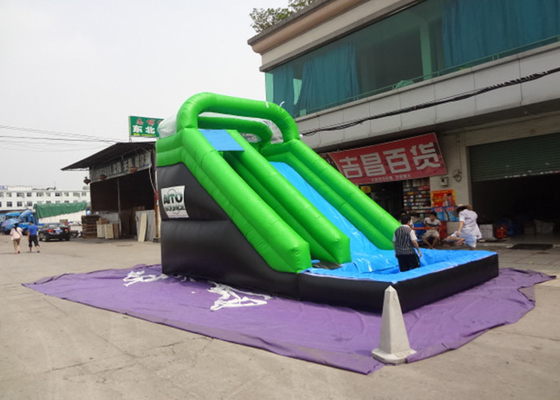 China Plato Material Sewing Inflatable Wet Slide , Grenn And Black Water Inflatable Slide supplier