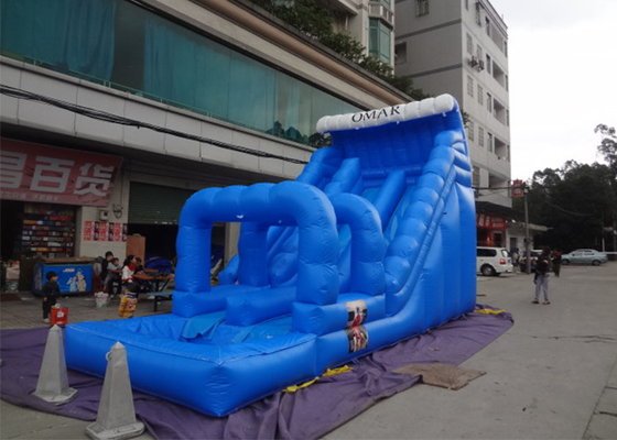 China Summer Season Blue Commercial Inflatable Slides With Pool And Slip N Slide supplier