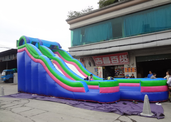 China 7 Meters High Giant Water Slide Inflatable , Large Water Slide With Swimming Pool supplier