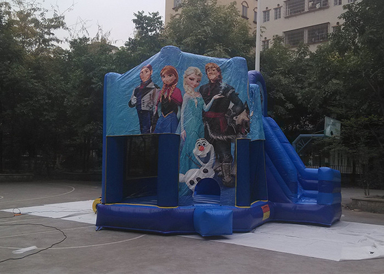 China Funny Jumping Castles Frozen Inflatable Bounce House With Slide And Roof Cover supplier