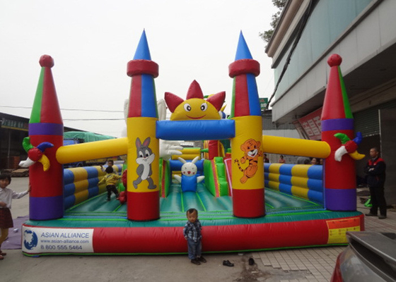 China Professional Decoration Inflatable Amusement Park With Big Castle And Slide supplier