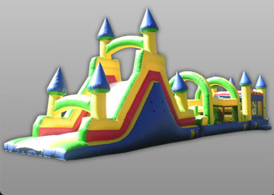 China Blue Outdoor Inflatable Bounce House Obstacle Course For Competitive Game supplier