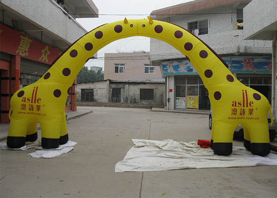 China Yellow 0.55 mm PVC Inflatable Airblown Arch , Giraffe Entrance Archway Custom supplier