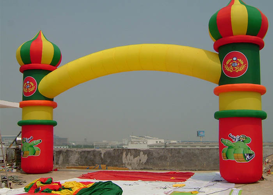 China Double Layers Inflatable Archway Rental WIth Baloon In Yellow / Green / Red supplier