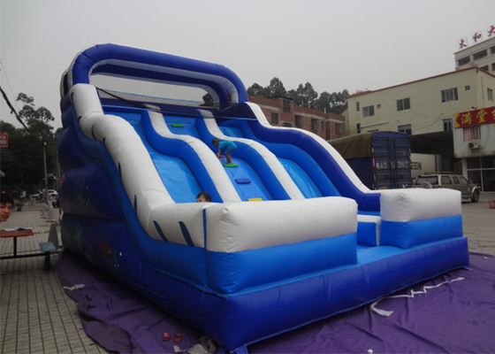 China 0.55mm PVC Blue Adults And Kids Playground Commercia Giant Inflatable Water Slide For Party supplier