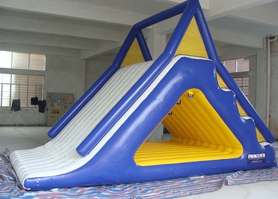 China Attractive Fire - Proof White / Blue Inflatable Water Park Slides For Sea / Lake / Pool supplier