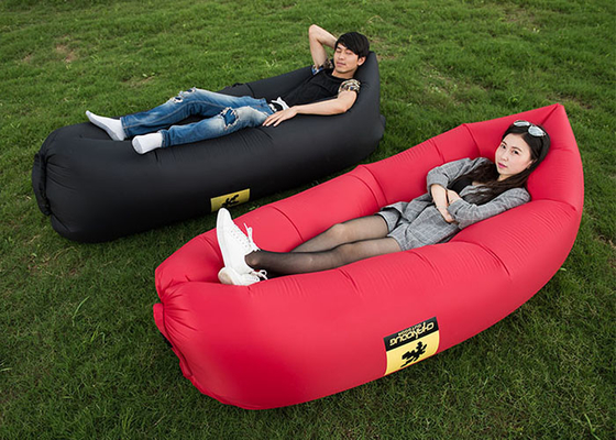China Red / Black / Pink Color Inflatable Sleeping Bag With Side Pocket Nylon Material supplier