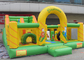 Small Cartoon Theme Inflatable Fun Island , Inflatable Playground With Giant Blow Up Slide supplier