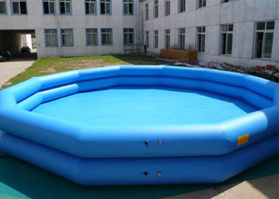 China Blue Interesting Inflatable Water Pool , Water Sports Gaint Inflatable Swimming Pools supplier