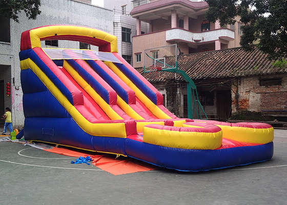 China Big Double Lane Commercial Inflatable Water Slide With Pool Made Of  0.5mm PVCTarpaulin supplier
