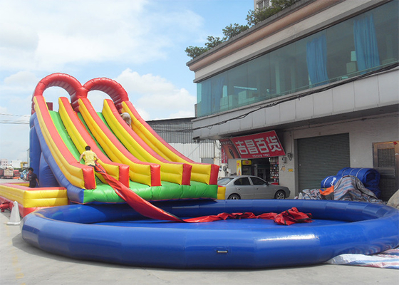 China Plato PVC Giant Inflatable Water Slide With Big Swimming Pool , Large Inflatable Water Toys For Amusement supplier