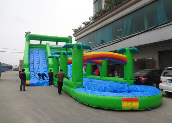 China Tropical Island Commercial Inflatable Water Slip N Slide , Inflatable Pool Slide For Adult supplier