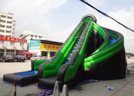 China Green / Black Twist Inflatable Pool Slide / Digital Printing Rental Inflatables supplier