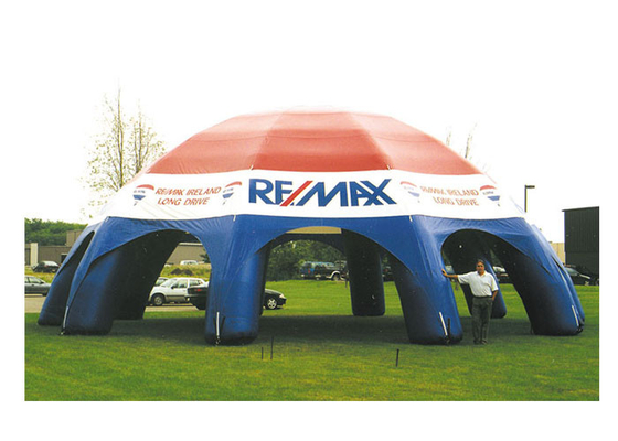 China White / Blue Inflatable Camping Tent 10mL X 10mW X 6mH Inflatable Event Tent PVC material supplier