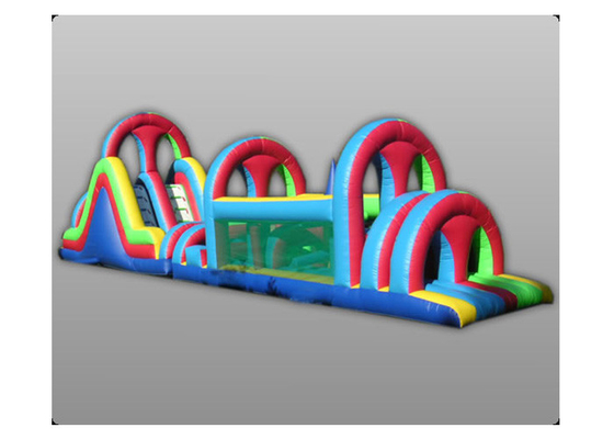 China 0.5mm PVC Tarpaulin Inflatable Obstacle Course Tunnel Game Double Slide supplier