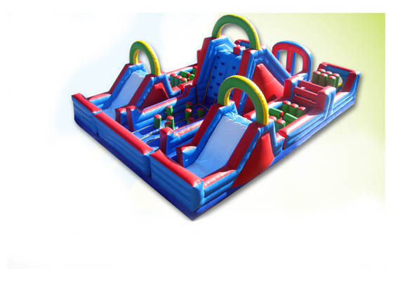 China Waterproof Colorful 60m x 7m x 10m Inflatable Obstacle Course rentals For Kids And Adults supplier