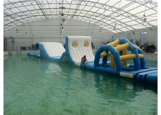 China Customized Inflatable Water Island , Inflatable Water Obstacle Course With Repair Kits / Blower supplier