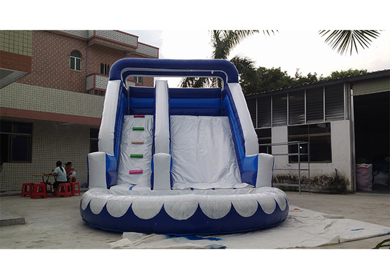 China Small Blue Commercial Inflatable Water Slide , PVC iInflatable Water Slide With Pool supplier