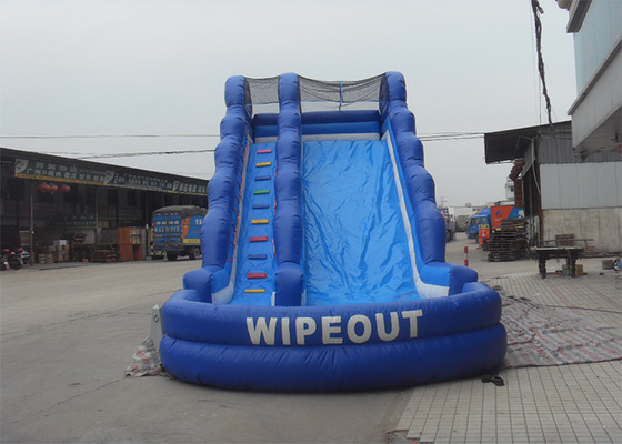 China Wipeout PVC Inflatable Giant Slide With Pool / Inflatable Water Slide For Kids And Adults supplier
