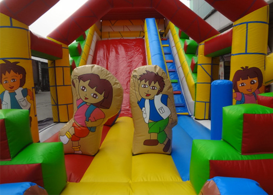 Customized Dora Commercial Inflatable Slide , Inflatable Dry Slide For Toddlers supplier