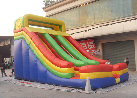 Rainbow Giant Double Lane Commercial Inflatable Slide For Kids And Children supplier