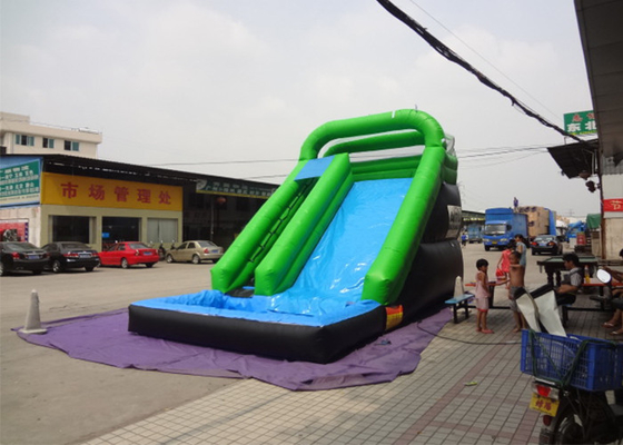 Plato Material Sewing Inflatable Wet Slide , Grenn And Black Water Inflatable Slide supplier