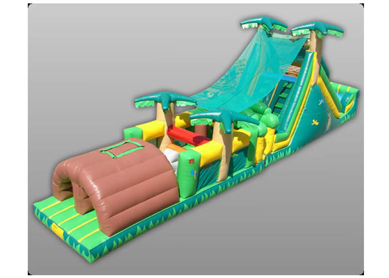 Digital Painting Large Bouncy Obstacle Course , Inflatable Combo Bouncer Dual Lane Module supplier