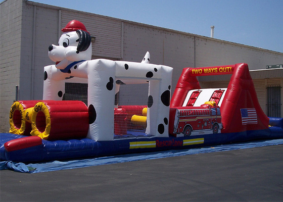 0.55mm PVC 12*4*3m Dog Inflatable Obstacle Course For Obstacle Sport Game supplier