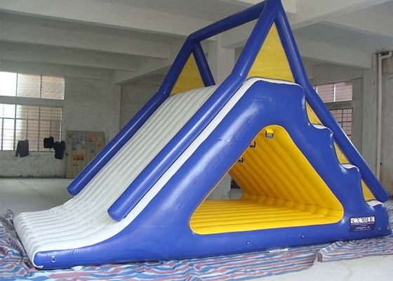 Attractive Fire - Proof White / Blue Inflatable Water Park Slides For Sea / Lake / Pool supplier